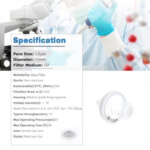 Image of Glass Fiber (GF) Syringe Filters 13mm Diameter 1.0μm Pore Size for Pre-Filtration Filters [CASE of 100pcs] by Allpure Biotechnology