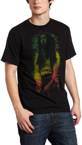 Zion Rootswear Men's Bob Marley Short Sleeve Rasta Leaves T-Shirt