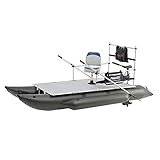 Zichen AQUOS Heavy-Duty for Two Series 12.5ft Fishing Inflatable Pontoon Boat with Folding Seat, Guard Bar and Haswing 12V 65LBS Transom Brushless Trolling Motor for Bass Fishing