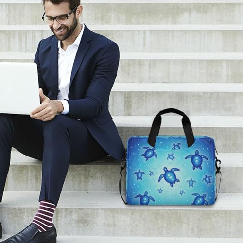 Maletín para laptop azul claro con diseño de tortugas miniatura 3