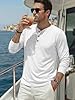 TACVASEN Long Sleeve T Shirt Mens Oversized Cotton Henley Shirts Stylish Collarless Grandad Shirts Soft Basic Tops with Button White 2XL #2