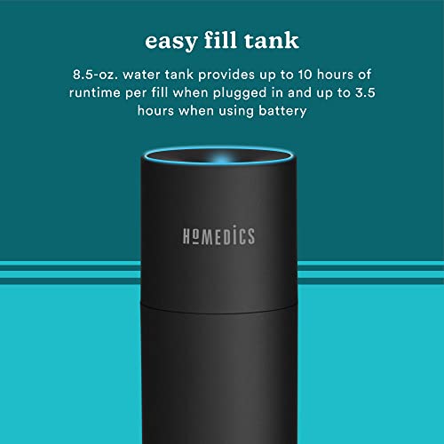 Portable Cool Mist Humidifier for Bedroom, Plants, Office, and Travel - Color-Changing Light, 2 Mist Settings, Black