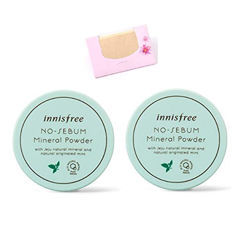 Innisfree No Sebum Mineral Powder (2pcs) + SoltreeBundle Natural Hemp Paper 50pcs