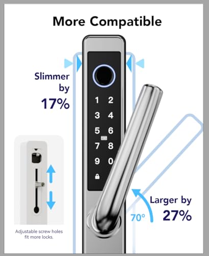 Blusafe Smart Lock Fingerprint Door Lock Smart Deadbolt, Smart Lock for Front Door Children Proof Suitable for Metal Doors, Suitable of 40-90mm (Not Suitable Patio Mortise Lock)(OSP Frosted Silver) thumbnail 8