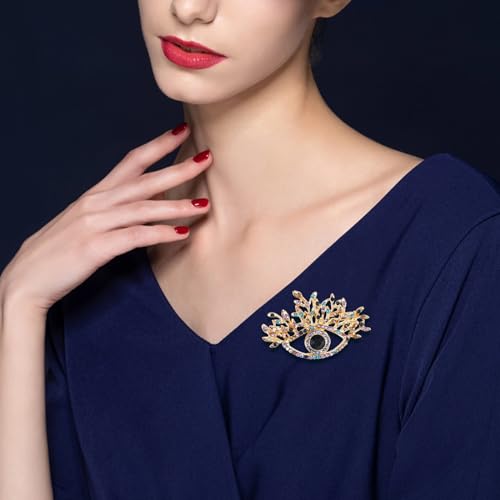Image of 4Pcs Evil Eye Brooch Pin Crystal Rhinestones Brooch Vintage Lapel Pin Elegant Jewelry Pins for Women