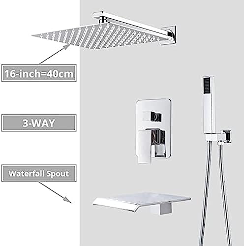 Ensemble de douche chrome 3 voies avec mitigeur de bain mural complet