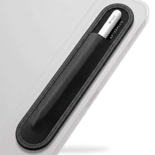 Afterplug Stylus-Halter für Apple Pencil 1./2. USB-C Pro & Slim Stylus Reißfeste Elastikhülle Mikrofaser-Basis 3M-Kleber für iPad- & Tablet-Hüllen Schwarz