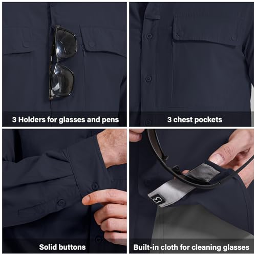 Men's Long Sleeve Hiking Fishing Shirts UPF 50+ Sun Protection Quick Dry Shirts Outdoor Travel Safari Camping4