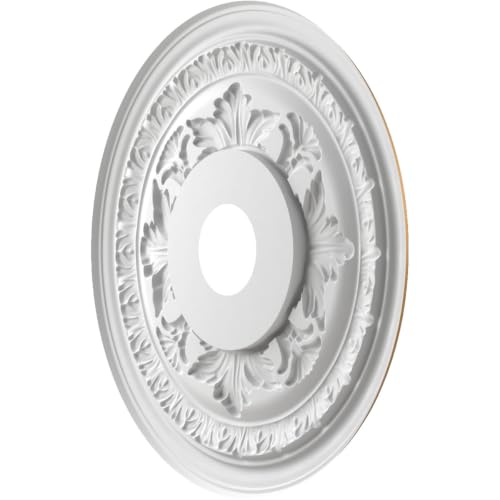 Image of Ekena Millwork CMP19BABGL Baltimore Thermoformed PVC Ceiling Medallion (Fits Canopies up to 7 3 /4 inch), 19 inchOD x 3 1 /2 inchID x 1 inchP, Bright Coat Gold