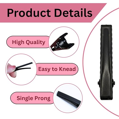 Image of ROSAURA (4.5 CM 50 Pcs) Black Single Prong Alligator Hair Clips Base for DIY Hair Accessories, Barrette Hair Clips for Bow Making, Salon, and Hair Styling (Black Flat (4.5 CM), Pack of 50)