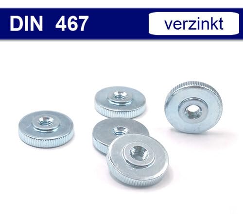 Rändelmuttern DIN 467 - niedrige Form - Stahl verzinkt (M3, 100 Stück)