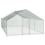 Juskys Freilaufgehege 3x6x2m - Hühnerstall aus Metall begehbar mit 18 m² Lauffläche, Tür & Riegel - Freigehege für Hühner, Kleintiere & Pflanzen