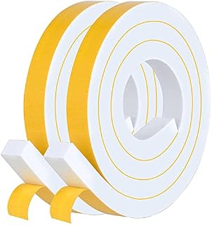 YIMIKI Weather Stripping 12mm(W) x 6mm(T), Draft Excluder for Doors, Gasket Seal Foam TapeWindows Insulation Anti-Collision Shockproof Furniture Protective,Draught Excluder 2 Rolls, Total 8M Long