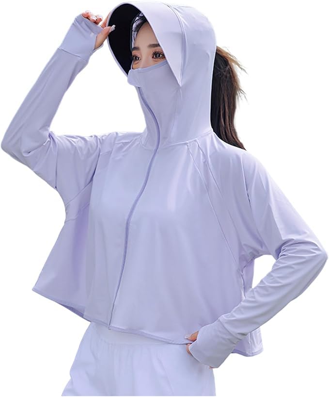 MISSMARRY SPF 50+ Long Sleeve UV Sun Protection Clothing Jacket Hiking Sun Shirt Zip Up Hoodie with Pockets for Summer