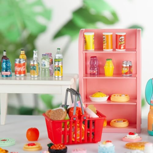 image for WEHOO 164Pcs Mini Shopping Cart Basket Miniature Food Drink Toy Superm