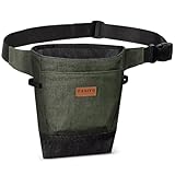 Garden Tool Belt for Women & Men, Forest Green Denim Gardening Apron with Structured Opening, 2 Large Pockets + 2 Inner Pockets, Wide Belt Utility Tool Pouch for Gardening, Florist & Craft