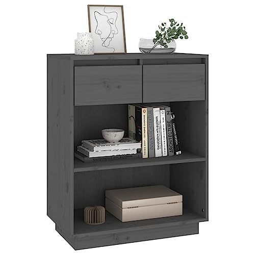 Aparador gris de madera maciza con compartimentos estile rustico 6