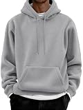 COOFANDY Mens Long Sleeve Fleece Lined Hoodies Pullover Winter Casual Hooded Sweatshirt Athletic Cotton Thick Hoodie Light Gray