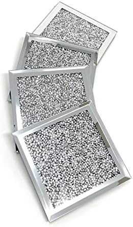 lesser and pavey LP46900 Multi Crystal Coasters | For Adults | Multicolor Accessory, Silver Glitter
