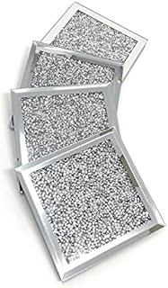 lesser and pavey LP46900 Multi Crystal Coasters | For Adults | Multicolor Accessory, Silver Glitter