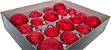 JACK by Thüringer Glas Weihnachtsbaumkugeln Glas Eislack 18 TLG. Set 3 Kugelgrößen Farbauswahl inkl. Haken, Farbe:Rot