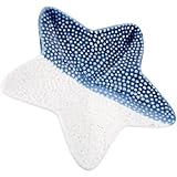 JEWEDECO Bandeja de Cerámica Diseño de de Mar para Joyas Organizador Reutilizable Textura y Bordes Suaves, Marinera para Anillos y