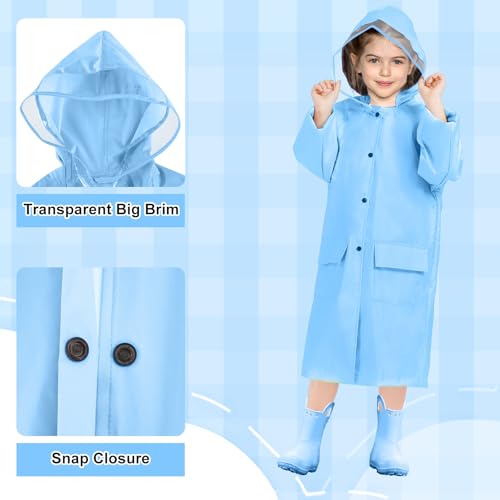 Image of LAMA Kids Raincoat with Hood, Lightweight Raincoat for Girls, Kid Long Rain Jacket