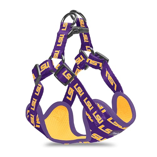 LSU Tigers Officially Licensed Dog Step-in Harness - Adjustable, Comfortable, Sturdy and Long Lasting - Great Gift Idea! (Extra-Small)