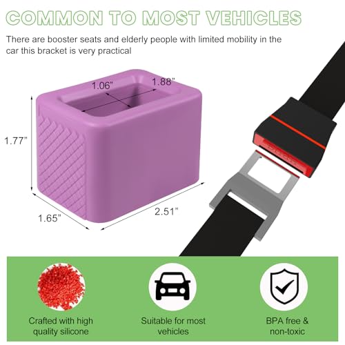 Image of povtii 2PCS Car Seat Belt Buckle Holder, Silicone Auto Seatbelt Buckle Booster Makes Receptacle Upright Buckling, Easy Access Seat Belt Buckle Safety Cover for Kids, Car Accessories (Light Purple)