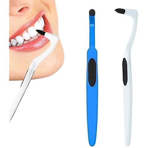 NJDT Teeth Stain Remover, Tartar Eraser Polisher, Teeth Polishing Tooth Stain Remover Professional Tooth Polishing Cleaning Kit Whitening Oral Hygiene Care Tool (White & Blue) Cover