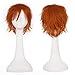 S-noilite Unisex Women Short Straight Cosplay Wig Men Male Anime Costume Hair Tail Full Wigs for Halloween Anime Party Dark Orange