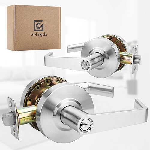 Golingda Grade 2 Comercial Door Entry Handles Door Locks with UL and 400000 Cyles Test, Made from Satin Chrome with Heavy Duty Lever Handles by Golingda - Image 2