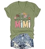 Floral Mimi T-Shirt for Women Blessed to Be Called Mimi Graphic Casual Tees