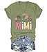 Floral Mimi T-Shirt for Women Blessed to Be Called Mimi Graphic Casual Tees
