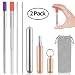 2 Pack Reusable Telescopic Drinking Straws With Metal Case & Folding Brush ,HabiLife Portable Stainless Steel Travel Straws, Silicone Tips,1 Grey Velvet Bag