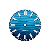 Saharuse Cadran à Motif ondulé for Mouvement NH35NH36, 28.5mm, Index Double Barre, Logo personnalisé, 3 heures/6/sans Date, 1 pièce(Gradual Change Blue,3 o Clock no Logo)