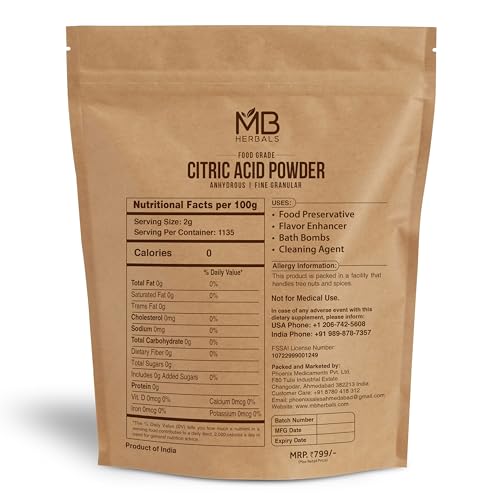 image for MB Herbals Anhydrous Citric Acid Powder 5 lb | 100% Pure Food Grade Fi