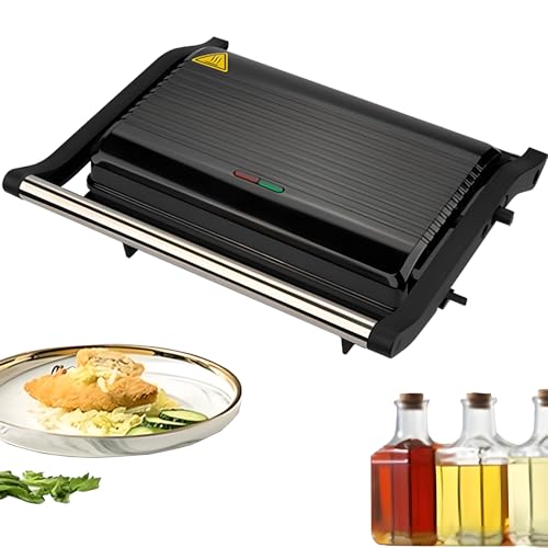 XoTiq Sandwichera de Interior, Sandwichera Gourmet Sandwichera, 2000W Sandwichera con Placas de Cerámica Antiadherente de Fácil Limpieza, Indicador Luminoso Tapa de Seguridad Asa Cool Touch