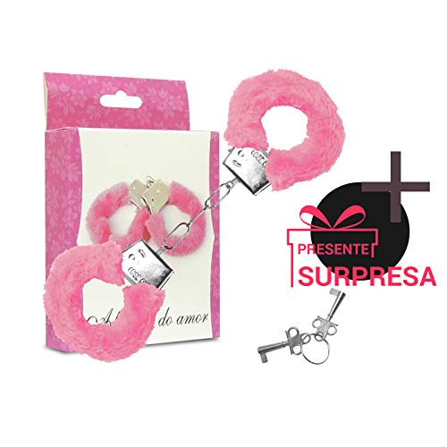 Algema Metal Pelúcia Fantasia Sensual Importado + Brinde