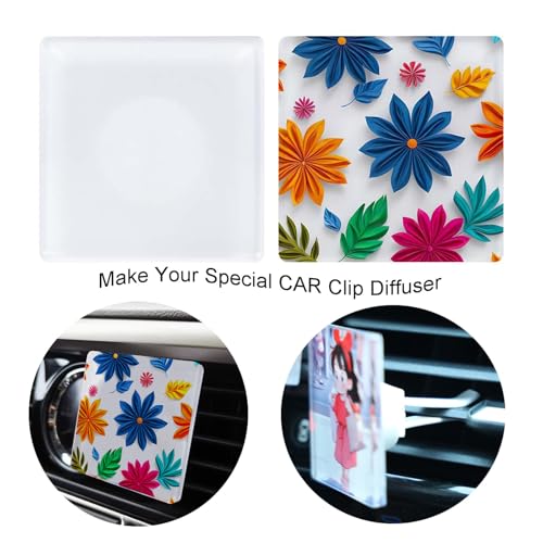 Image of 6 Pack Sublimation Car Air Vent Clips Blanks Acrylic Car Outlet Perfume Auto Vent Scent Diffuser Clip for DIY Photo Crafts Square Shaped