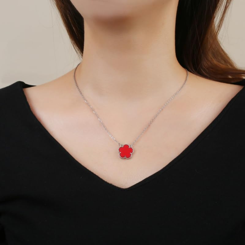 Generic 925 Sterling Silver Clover Necklace, Lucky Clover Necklace, 4 Four Leaf Leaves Clover Pendant Necklaces, Flower Necklace, Lover Birthday Gifts (Gold7) - Image 3