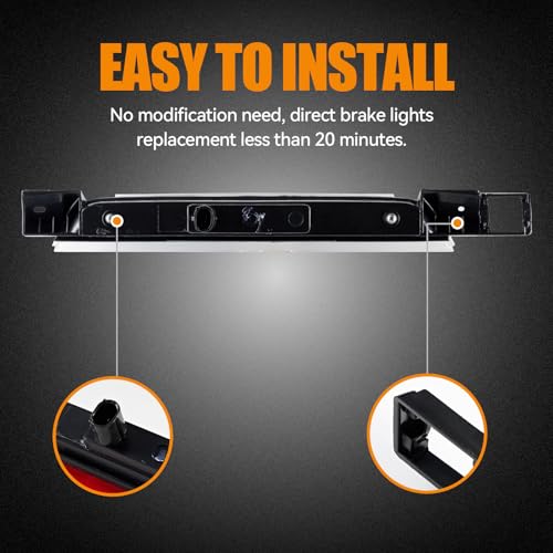 Image of Third 3rd Brake Light LED for 2010-2017 Chevy Equinox, High Mount Rear Brake Lights Assembly for 10-17 GMC Terrain, Waterproof Center Cab Lamp Stop Light (Black)