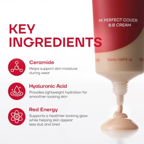 Image of MISSHA M Perfect Cover BB Cream No.13 Bright Beige - Fair with Cool Undertone SPF 42 PA +++ 1.69 Fl Oz - Tinted Moisturizer for face with SPF