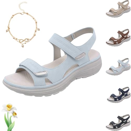 Women's Orthopedic Sport Sandals Shoes with Soft Cushion Foam Comfortable Arch Support Sandals All Day Walking Sandal Back Strap(Light Blue,US 6)