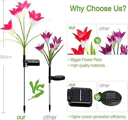  Solar Lights Outdoor - Lily Flower Solar Garden Lights, 4 Pack Lights Outdoor Waterproof Multicolor Changing LED Flower with Bigger Lily for Patio Yard Pathway Balcony Outdoor Décor thumbnail