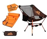 Advnture Club Portable Camping Chair with 3 Towels | Compact, Foldable & Sturdy - Lightweight Backpacking Chair for Camping, Hiking, Beach, Tailgates and More | 330 Lbs Capacity