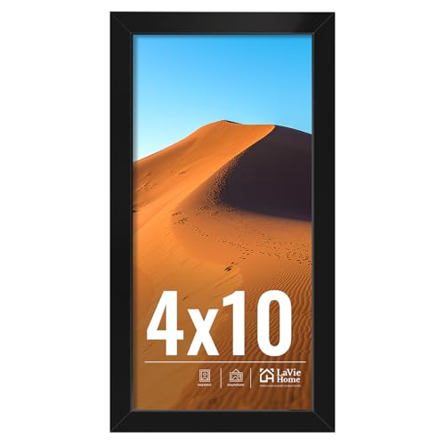 Image of LaVie Home 4x10 Picture Frame for Wall Display, 4x10 Black Picture Frame with HD Plexiglas, 4 x 10 Photo Frame 1 Pack, Display Frame for Vertical or Horizontal, Classic Collection