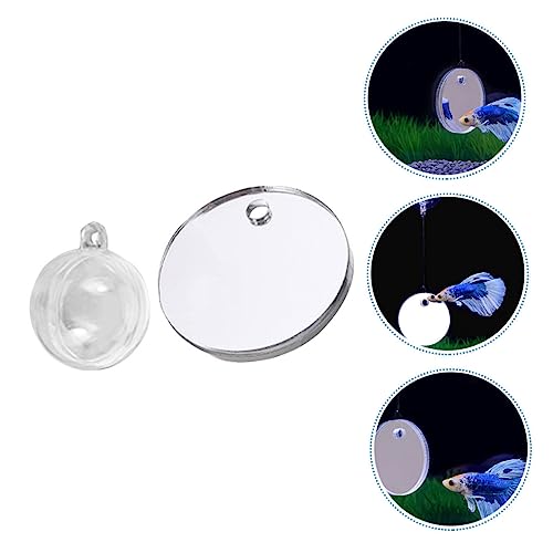 Image of Betta Fish Mirror for Aquarium Floating Training Mirror for Betta Exercise and Fish Tank Decoration 1.96X1.96 Inch Acrylic