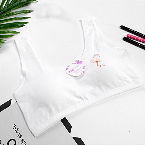 Sanyyanlsy New Lovely Girls Printing Underwear Bra Vest Children Solid Cotton Underclothes Fashion Tank Tops Sport Undies White - Thumbnail 2