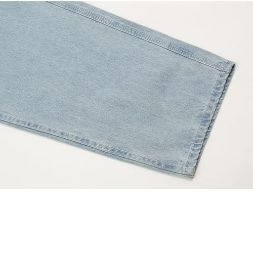 Knitted Decorative Straight Leg Pants Unisex High Street Washed Jeans4